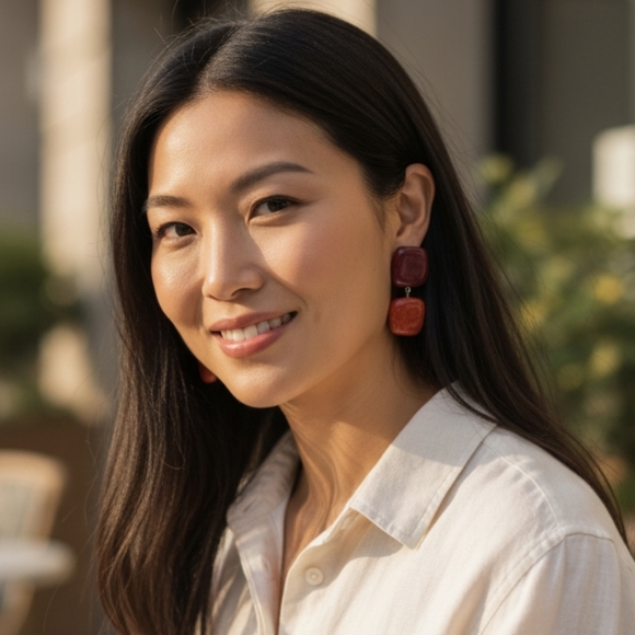 Piper K Jewelry - PIPER NICKLE FREE  Burgundy and Orange Dangle Earrings